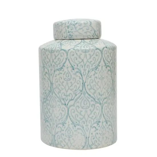 Blue & White Decorative Ceramic Ginger Jar {1}