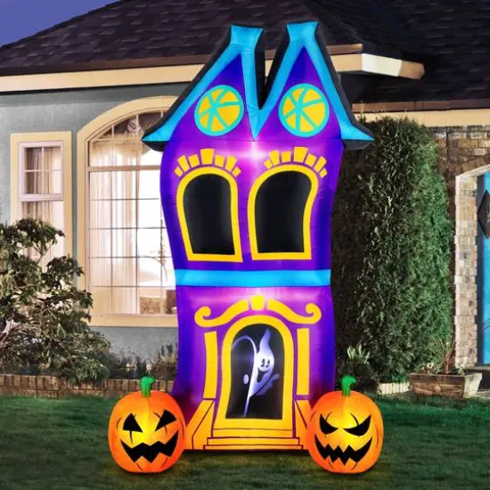 8ft. Airflowz Inflatable Halloween Haunted House with Projection Silhouette {8}
