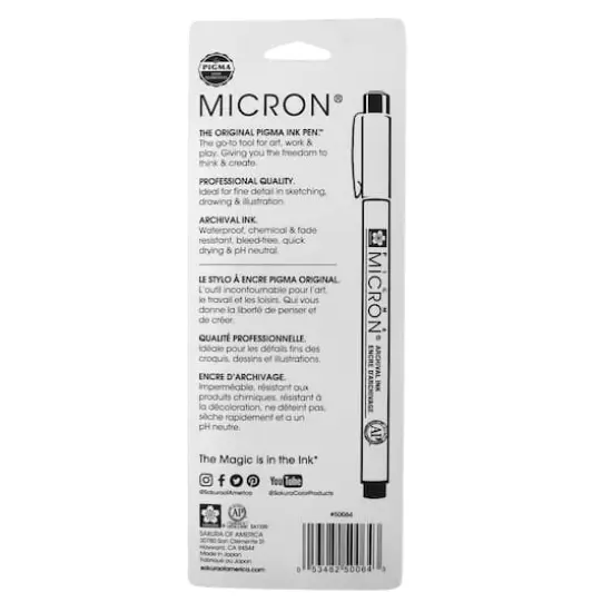 Sakura Pigma Micron Pen Set, 3-Pens, .2, .3, .5 {3}