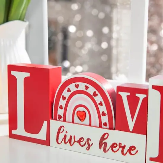 Glitzhome&reg; 11.75" Valentine's Wooden LOVE Table D&eacute;cor {4}