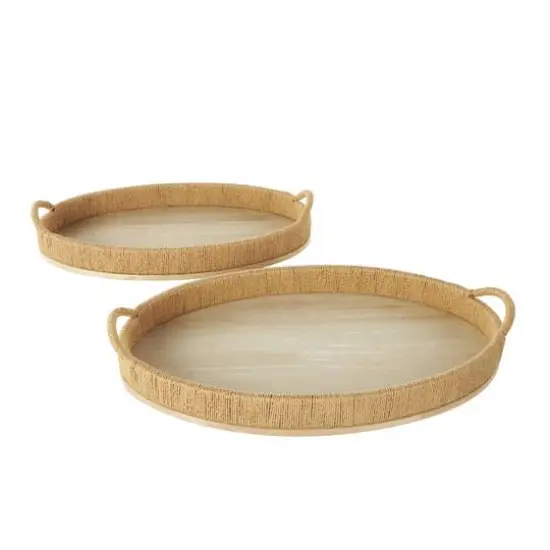 Brown Wood Tray with Wood Base Set {9}