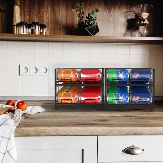 NEX&trade; 12oz. 20-Can Capacity Black Organizer and Dispenser, 2ct. {7}