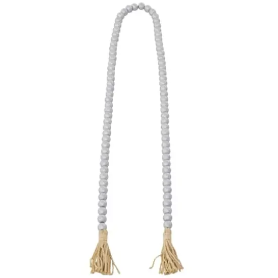 Silver Mango Wood Beaded Garland with Tassel {5}