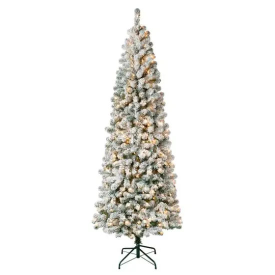 7.5ft. Pre-Lit Acacia Medium Flocked Artificial Christmas Tree, Clear Lights {1}
