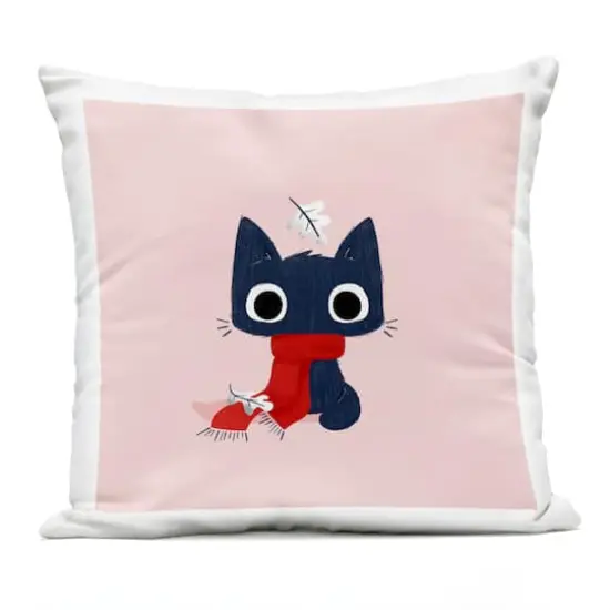 Stupell Industries Little Kitten in Scarf Outdoor Printed Pillow {1}