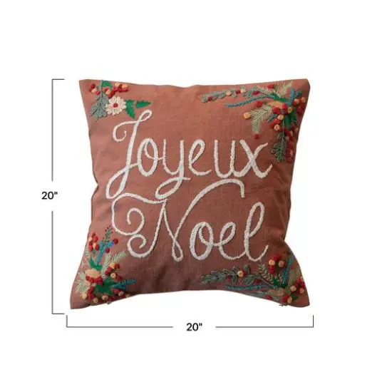 Hello Honey&reg; 20" Joyeux Noel Embroidered Cotton Pillow {5}