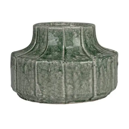 Hello Honey® 9" Green Crackle Glaze Terra Cotta Vase Planter with Embossed Lines {9}