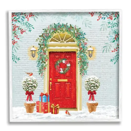 Stupell Industries Winter Doorway Christmas Gifts Framed Giclee Art White {1}