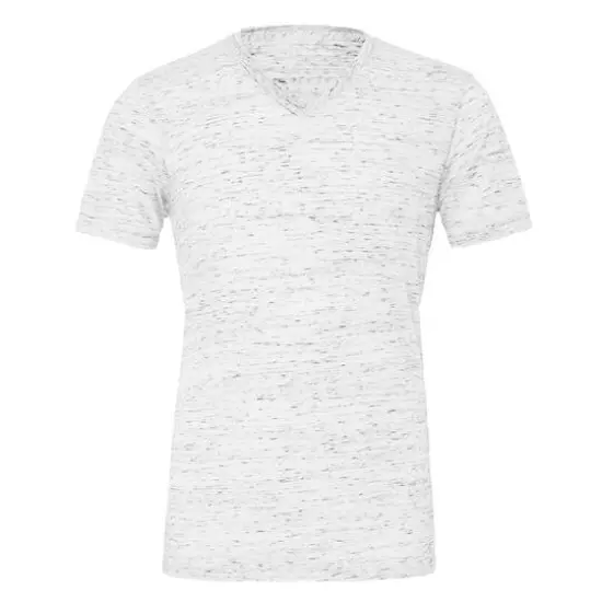 BELLA+CANVAS&reg; White Marble Short Sleeve V-Neck Adult Unisex Jersey T-Shirt {1}