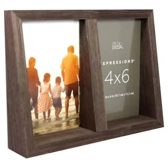 Expressions&trade; 2 Opening 4" x 6" Walnut Angled Collage Frame by Studio D&eacute;cor&reg; {5}