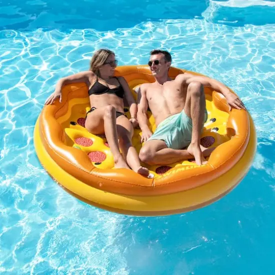 70" Inflatable Round Pizza Swimming Pool Raft Lounger {3}