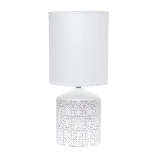 Simple Designs 18.5" Fresh Prints Table Lamp White with Flowers {1}