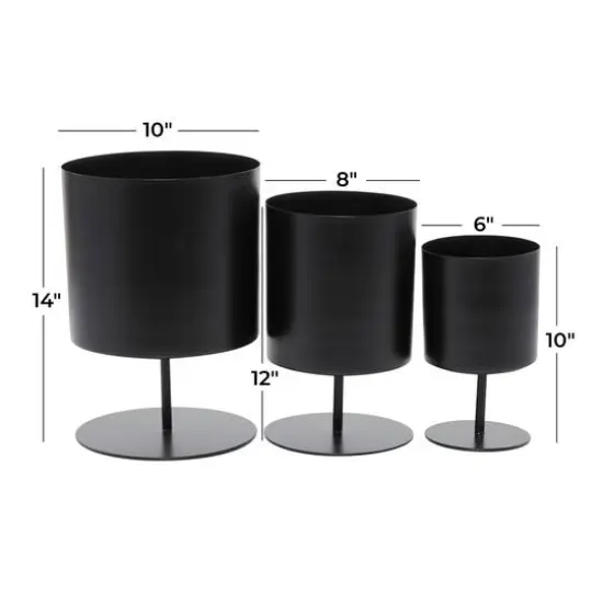 Black Modern Planter, Set of 3" 14", 12", 10" {9}