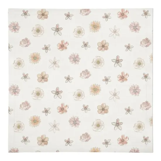 Florals Cotton Twill Napkin White {1}