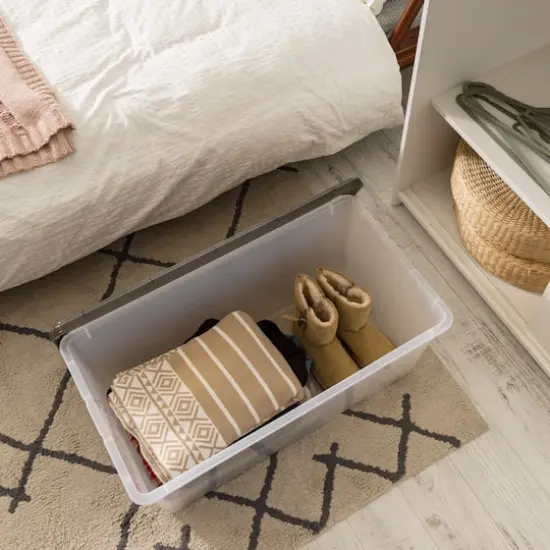 Iris® 91qt. Clear View Plastic Storage Bins with Gray Latching Buckle Lids, 4ct. {7}