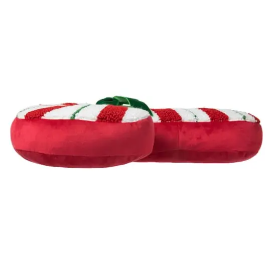 Glitzhome&reg; 15.75" Hooked Christmas Candy Cane Pillow {8}