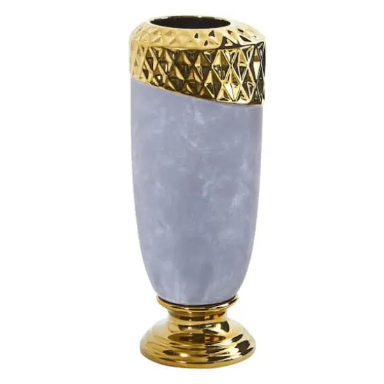 11.5" Regal Stone Vase with Gold Accents {1}