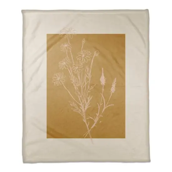 Sunset Florals Coral Fleece Throw Blanket {1}