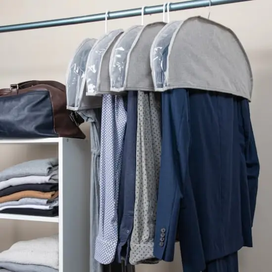 Household Essentials Hanging Garment Shoulder Covers, 4ct. Silver {3}