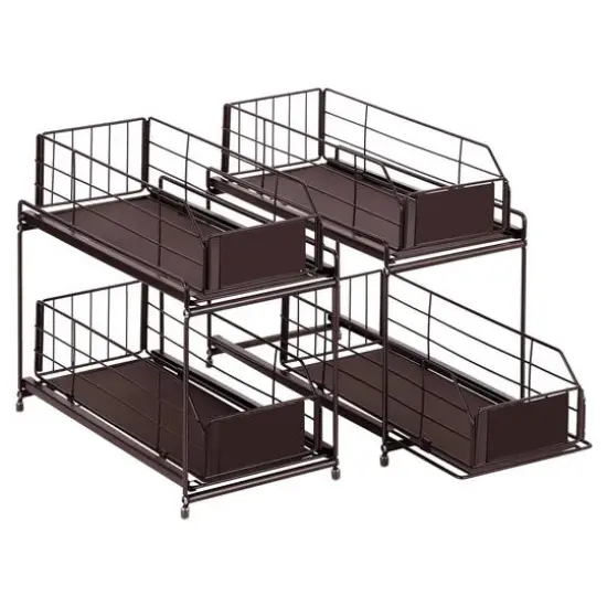 NEX™ 14" 2-Tier Under Sink Rack Organizer with Sliding Drawers, 2ct. Brown {2}