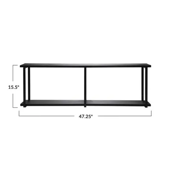 Hello Honey&reg; 47" Black Modern Wood & Metal 2-Tier Wall Shelf {1}