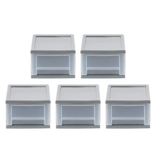 Iris&reg; 6.5qt. Gray Stackable Drawer, 5 Pack  {4}