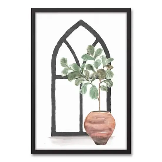 Plant with Arch 20" x 30" Black Framed Canvas - Set of 2 {4}