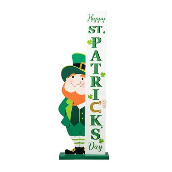 Glitzhome&reg; 36" Wooden Leprechaun Happy St. Patrick's Day Porch D&eacute;cor {1}