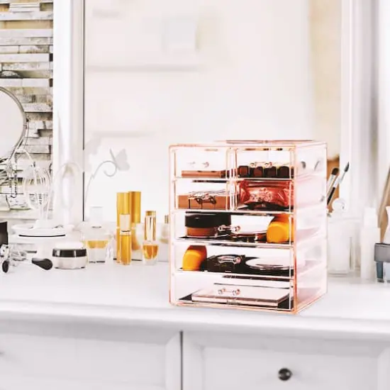 Sorbus Makeup & Jewelry Storage Case with 3 Large & 4 Small Drawers Pink {3}