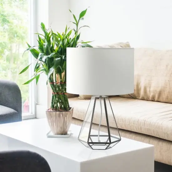 Lalia Home 18" Transparent Triagonal Brass Table Lamp {5}