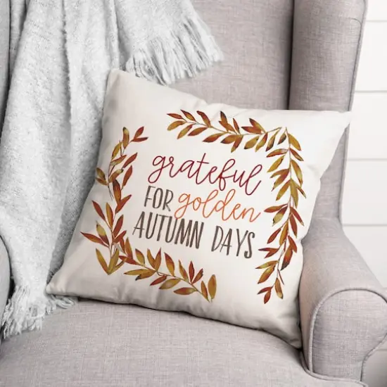 Grateful for Golden Autumn Days 18" x 18" Indoor / Outdoor Pillow {3}