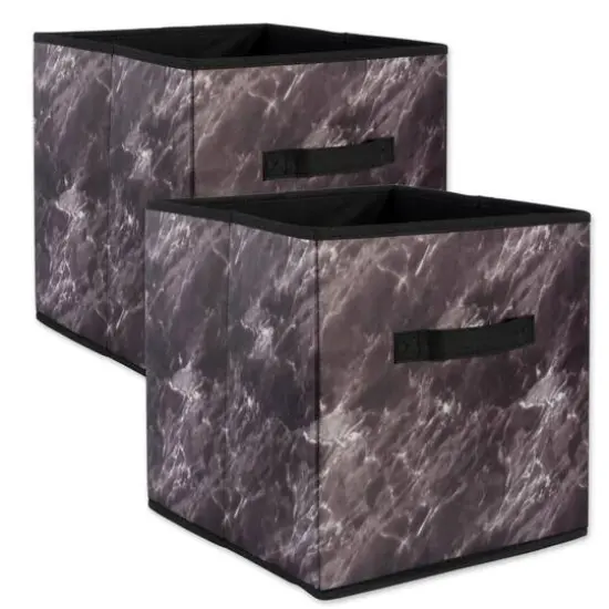 DII&reg; Black Marble Cube Laundry Bin Set, 2ct. {1}