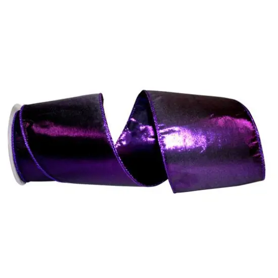 Reliant 4" Lam&eacute; Luxury Wired Ribbon Purple {1}