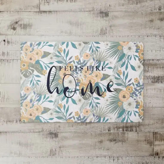 Feels Like Home Tropical Floral Floor Mat White {3}
