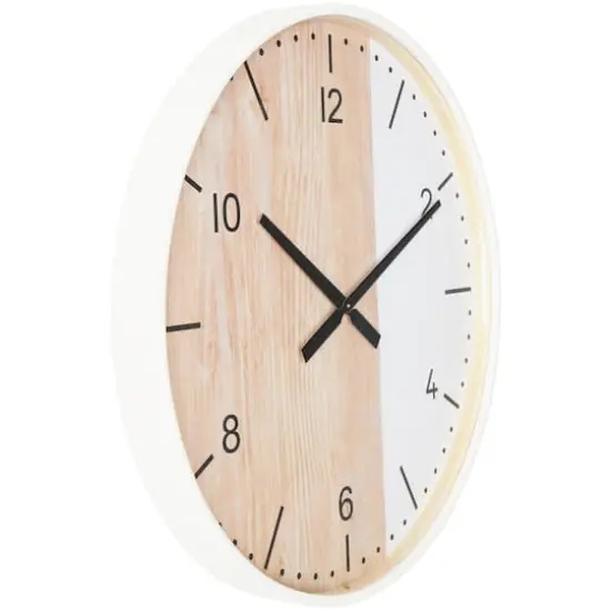 23.5" Woodgrain & White 2-Tone Wall Clock {4}