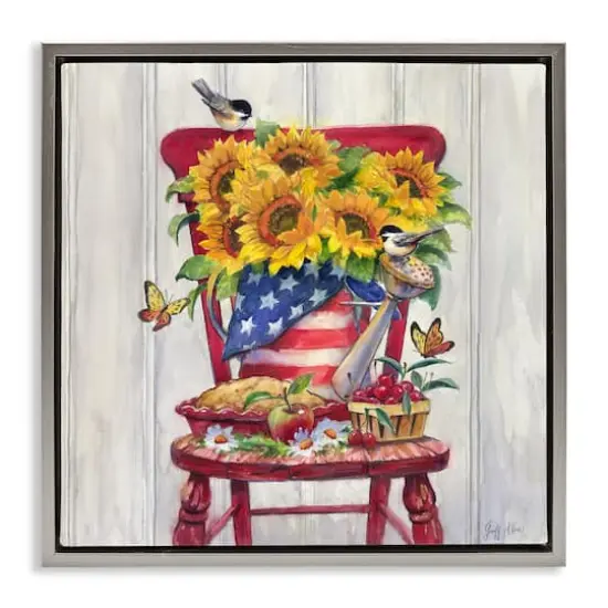 Stupell Industries Patriot Porch Still Life Floater Framed Art Gray {1}