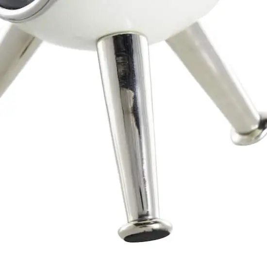 8.5" Silver OrbMetal Clock with Black Clockface & Silver Tripod Legs {6}