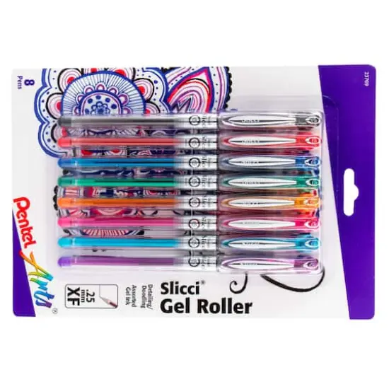 Pentel Arts&reg; Slicci&reg; 0.25mm Extra Fine 8 Gel Pen Set {4}