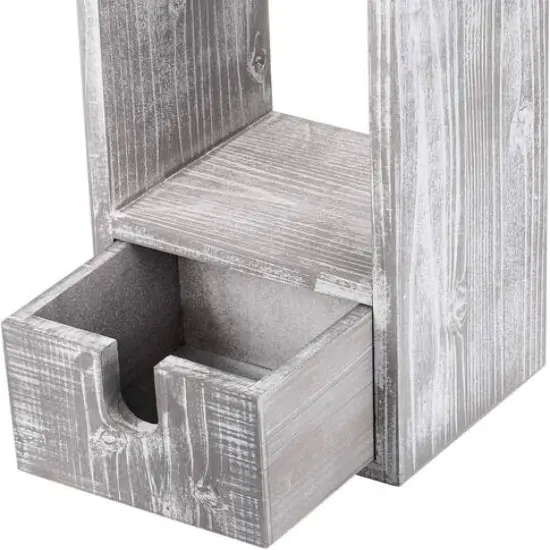 Rustic White Toilet Paper Dispenser with Storage & Drawer {4}