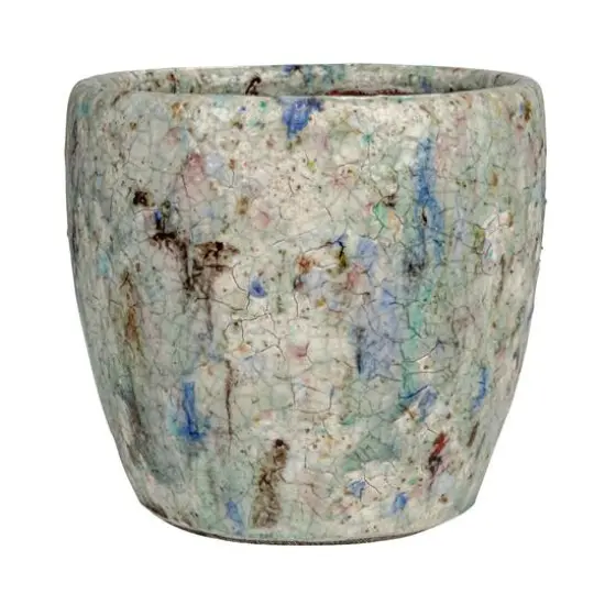 Hello Honey&reg; 5.25" Blue Crackle Glaze Terra Cotta Planter {10}