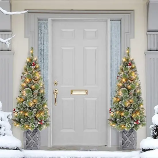 5ft. Pre-Lit Vancouver Pine Artificial Potted Christmas Tree, Clear Lights {5}