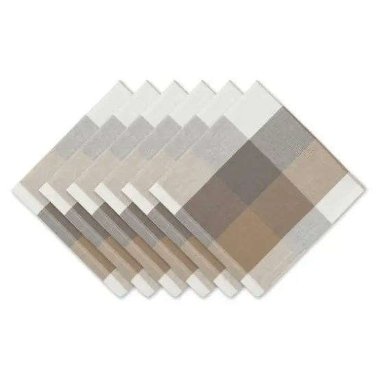 DII&reg; Oversized Tri Color Check Cloth Dinner Napkins, 6ct. Stone {1}