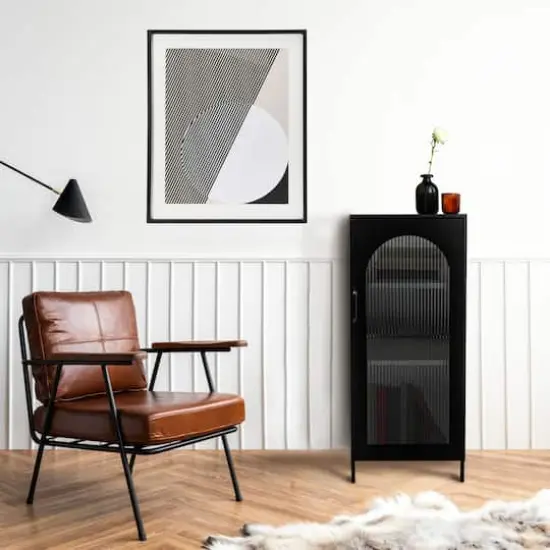 Hello Honey&reg; Metal Cabinet with Glass Door Matte Black {3}