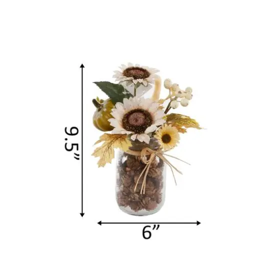 Flora Bunda&reg; 9.5" Cream Sunflowers in Pinecone Jar {4}