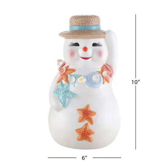 10" Ceramic Beach Snowman {4}
