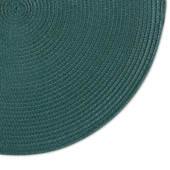 DII&reg; Round Plastic Woven Placemats, 6ct. Dark Green {4}