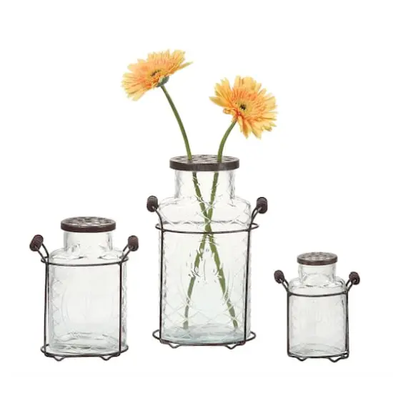 Hello Honey&reg; Glass Vase in Metal Stand with Metal Frog Lid {4}