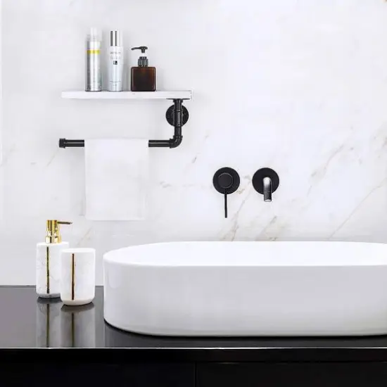 Wall-Mount Whitewashed Wood & Iron Toilet Paper Holder {8}