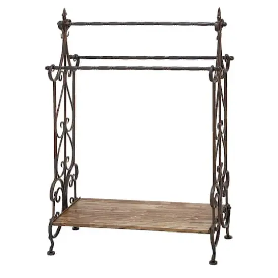 41'' Black Vintage Metal Towel Rack {1}