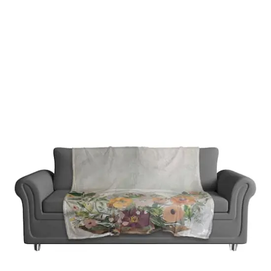 50" x 60" Steer with Flower Horns Coral Fleece Blanket {3}